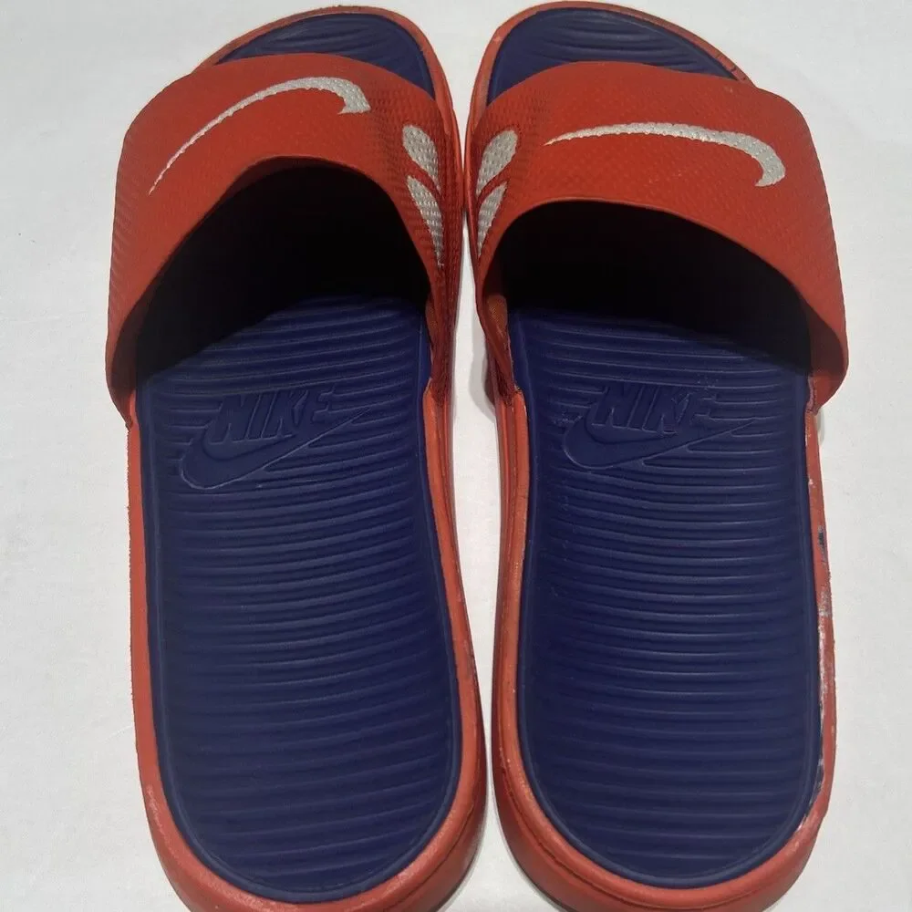 Men's Nike Benassi Solarsoft Athletic Slide Sandals - Orange/Blue - Size 13